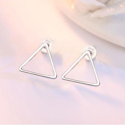 Silver earrings with geometric design